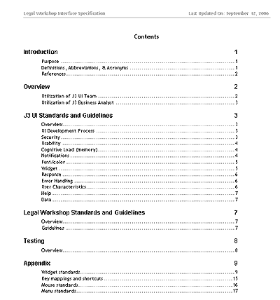 Guidelines Table of Contents