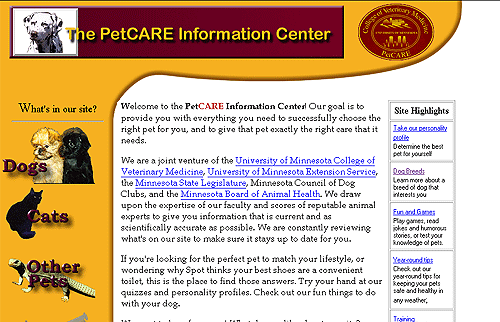 PetCARE - front page
